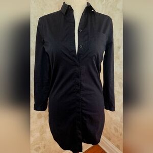 AllSaints Black Asymmetric Hem Button Down Shirt High Low Tunic US 2